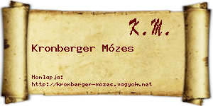 Kronberger Mózes névjegykártya